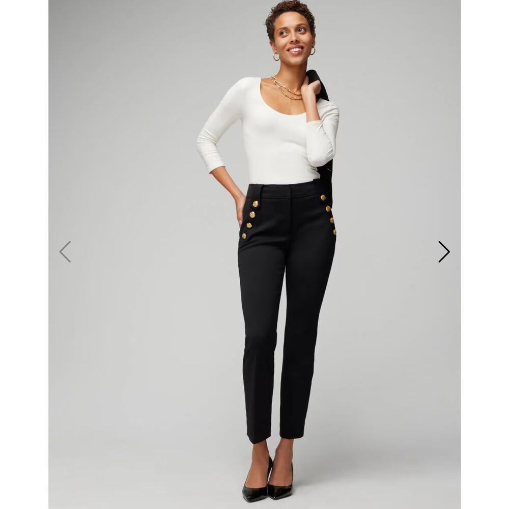 white house‎ black market jolie button straight luxe stretch pant 8